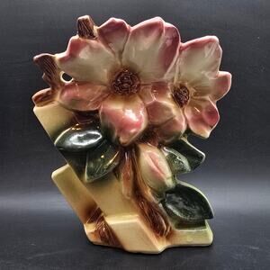 McCoy Pink Magnolia Vase Flower Vintage USA Pottery Ceramic